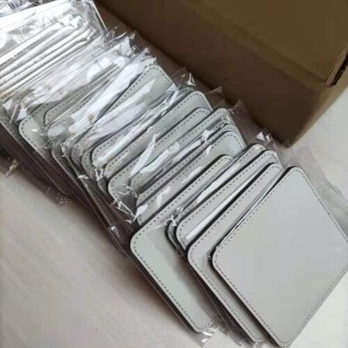 Free Shipping 50pcs/lot 10*10cm New Blank Sublimation PU Leather Mug Pads Coaster DIY Heat Press Printing Transfer Mug cup Mat