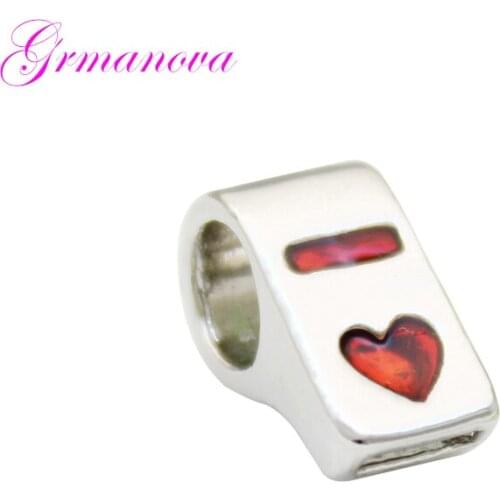 Red heart-shaped whistle European beads DIY jewelry classic pop accessories amulet Fit Pandora Bracelet Womens DIY Jewelry
