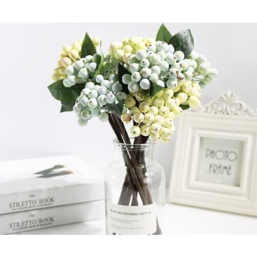 A Bunch Artificial Berry Flowers Home Bathroom Ornaments Decoration Handwork DIY Fake Fruit Branch Wedding Wreath Decoration
