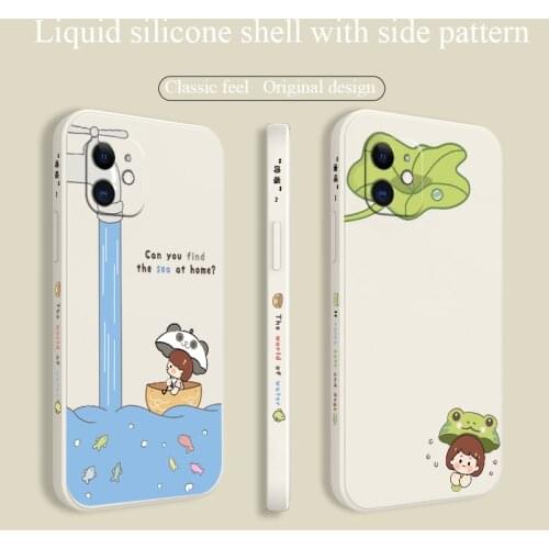 Lotus Leaf Girl Phone Case For iPhone 12 Pro Max 11 X XS XR XSMAX SE2020 8 8Plus 7 7Plus 6 6S Plus Silicone Cover