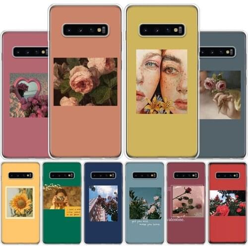Aesthetic art Pink Red Sunflower Cat colour Phone Case For Samsung Galaxy A51 A71 A50S A30S A10 A20E A40 A70 M30S A01 A21 A6 A7