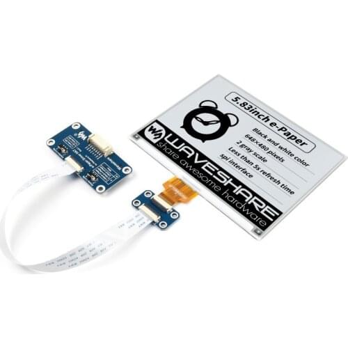 5.83inch E-Paper E-Ink Display HAT For Raspberry Pi 648×480 Pixels Black / White Dual-Color SPI Interface