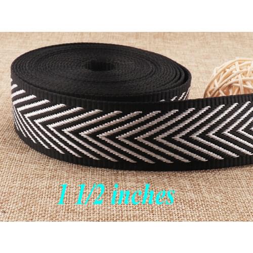 1 1/2" Black White Cotton Webbing Belt Lanyard Bag Purse Webbing Bag straps tote bag handle Leash Supplies-38mm