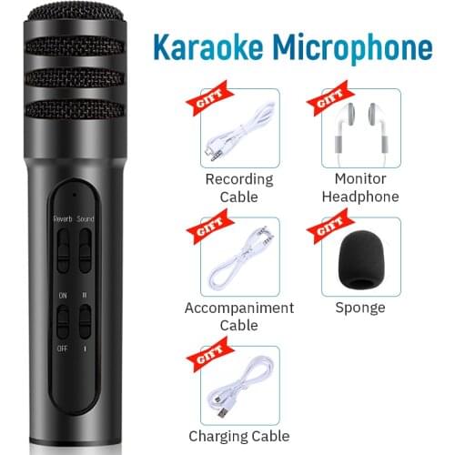 Mikrofon Condenser Wireless Microphone Studio Kits with Headphones Karaoke Microphone for Youtube Live Recording Mic