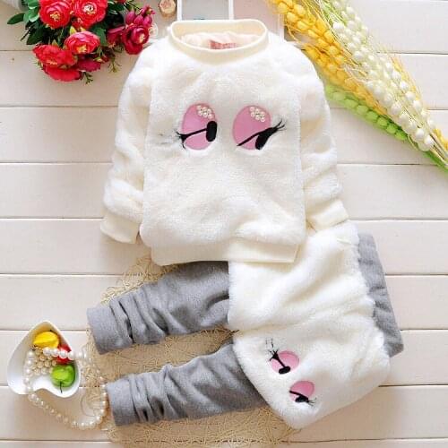 Baby Girls Suit Kids Cotton Clothes Winter Children Sets Infant Plush Velvet Thicken Clothing Two-piece Warming Outerwear Suit