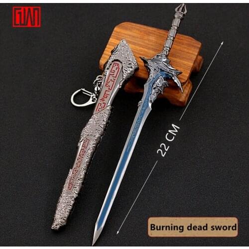 Alloy sword 22cm weapon model key chain animation game peripheral cosplay red gun color gold crafts sword toy set