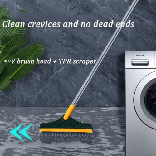 Long Handle Multifunctional Cleaning Brush With Scraper Rotatable Floor No Dead Angle Cleaning Brush Bathroom Accessories