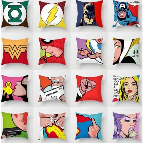 Marvel The Avengers Anime Figures Fashion Bedroom Sofa Cushion Cover Home Decorative Boys and Girls Cartoon Bedroom Pillowcase