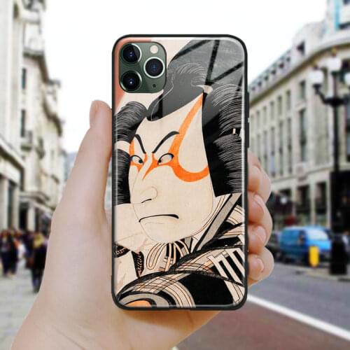 Japanese style Samurai face Soft Silicone Glass Phone Case Cover Shell For iPhone SE 6 6s 7 8 Plus X XR XS 11 12 Mini Pro Max