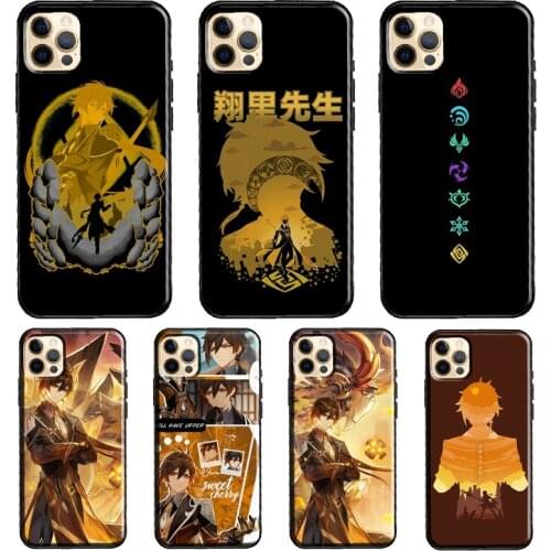 Zhongli genshin impact Soft Cover For iPhone 11 12 Pro Max XS XR X 12 mini SE 2020 5S 6S 7 8 Plus Phone Case