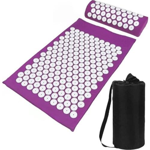 Massage Cushion Yoga Acupressure Mat and Pillow Set Neck Back Foot Massager Pain Stress Relief Acupuncture Mat