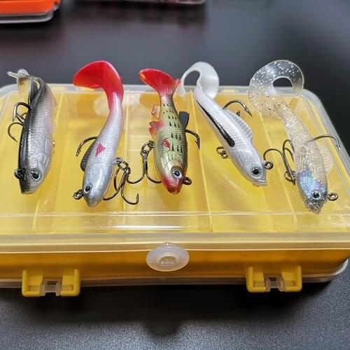 5PCS / lot Bait Set 9.3g / 14g Luya Soft Bait Bait Fake Bait T Tail Fishing Bait