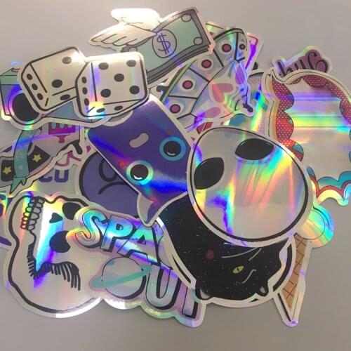 20Pcs/set Super Flash Sticker Set Waterproof Car Sticker Cartoon Trolley Case Skateboard Tablet Phone Decoration Alien Sticker