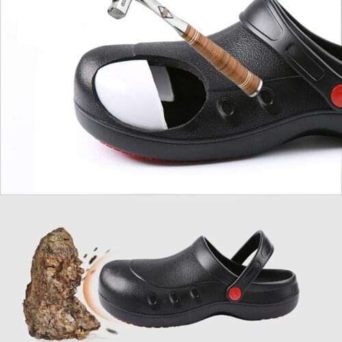 New Chef Shoes Black Anti-Collision Steel Head Cook Slippers Non-slip Waterproof Oil-proof Hotel Restaurant Kitchen Work Shoes