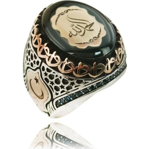 New Men Rings Accessories Alhamdulillah Turkish Ottoman Statement Boho Muslim Vintage Jewelry High Quality Rings for Men Anillo