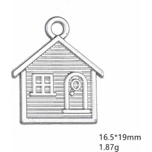 Rhodium Plated Cute House Charm Fit For Bracelet Necklaces Jewelry Making