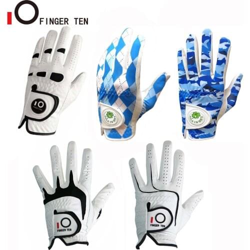 Anti-slip Right Hand Mens Golf Gloves Soft Leather Left Hand All Weathersof Grip Breathable With Ball Marker Durable White 1 Pcs