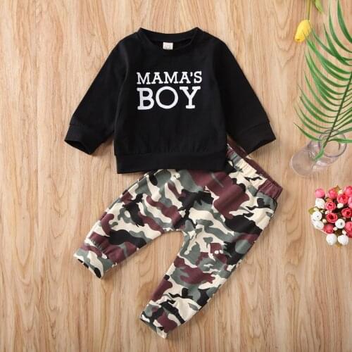 Pudcoco Newborn Baby Boy Clothes Letter Long Sleeve Tops Camouflage Print Long Pants 2Pcs Outfits Cotton Clothes Sweatshirts Set