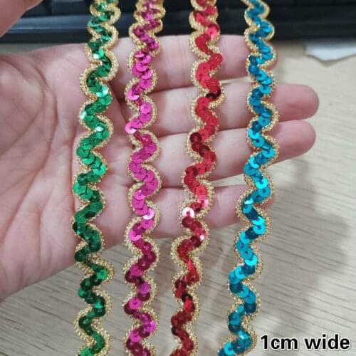 Promotional S-shaped Curved Edge With Sequin Fabric Lace Ribbon DIY Cheongsam Dress Skirt Toy Doll Shining Headdress Bar Code