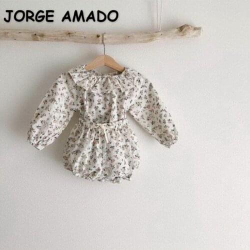 2021 New Spring Kids Girls 2-pcs Sets Floral Peter Pan Collar Long Ruffles Shirts + Shorts Children Clothes E107