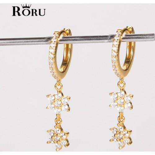 S925 Sterling Silver Flowers Long Tassel Earring Paperclip Stud Earrings For Wedding Birthday Gift Pendientes Brincos Fine Jewel