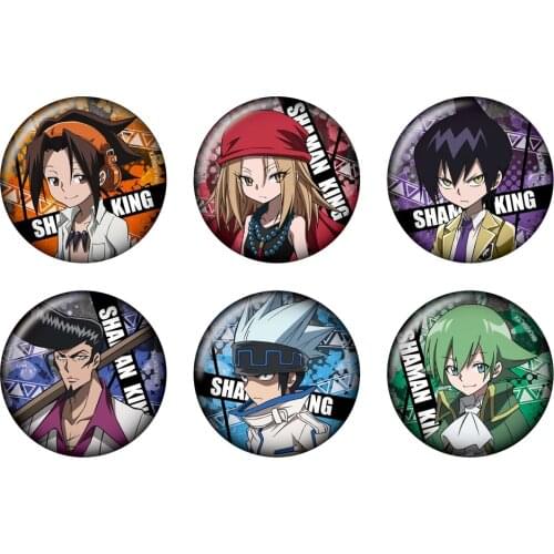 Shaman King Anime Badge Yoh Asakura Tao Ren Anna Kyoyama Horohoro Lyserg Diethel Metal Badge Brooch Pins