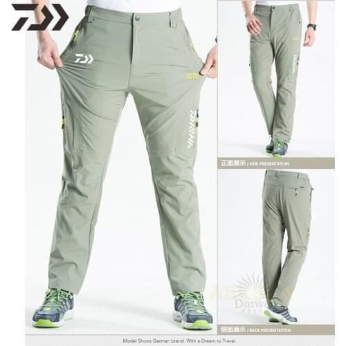 Daiwa Mens Spring Summer Elastic Scratch Resistant Fishing Pants Thin Breathable Quick Dry Daiwa Sports Fishing Clothing