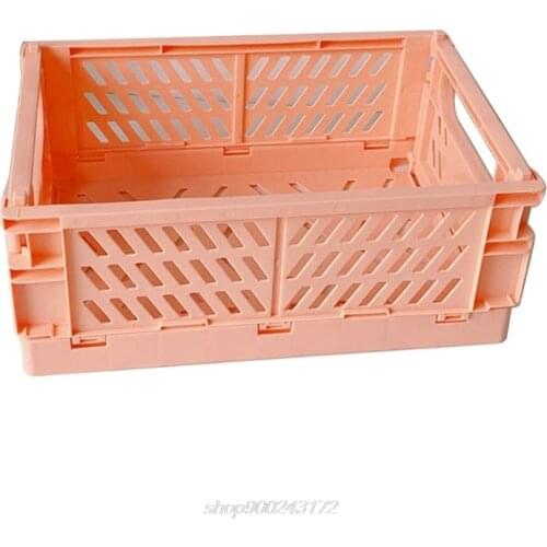 Collapsible Crate Plastic Folding Storage Box Basket Utility Cosmetic Container Desktop Holder F09 21 Dropship