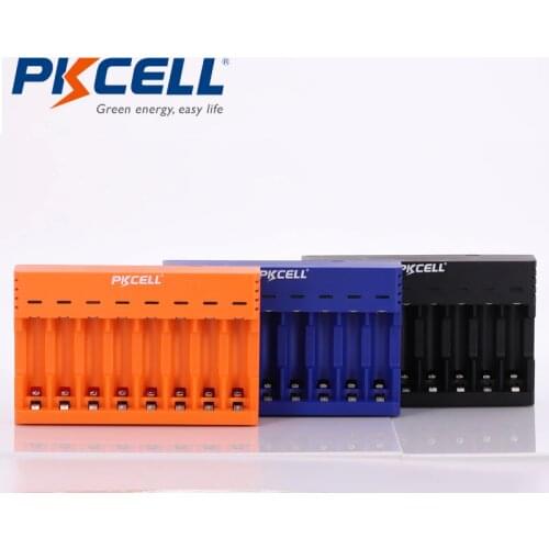 PKCELL 8 slots Smart battery Chargers AA AAA Chargers USB independent charging for AA/AAA 1.2V NIMH NICD Batteries Charger LED