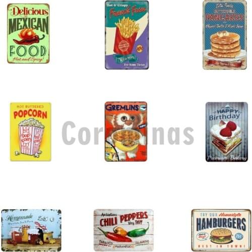 Vintage Delicious Food Metal Sign Desserts Tin Sign Kitchen Decor Shabby Metal Plaque Art Decoration Fast-food Restaurant Poster