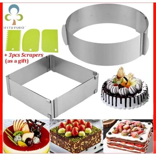 Retractable Stainless Steel Circle Mousse Ring Cake Mould Mold Adjustable Bakeware Cookie Fondant Decorating Baking Tools ZXH