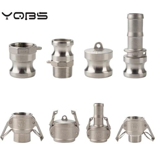 YQBS A-DP Type Homebrew Camlock Adapter Couplings MPT FPT x Hose Barb Stainless Steel 304 Type A B C D E F DC DP
