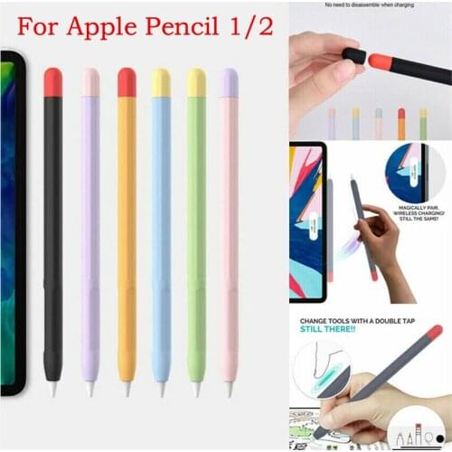 Soft Silicone Pen Sleeve Protective Case Stylus Cap Cover Non Slip Candy Color Pen Skin For Apple Pencil 1st/2nd Gen Touch Pen
