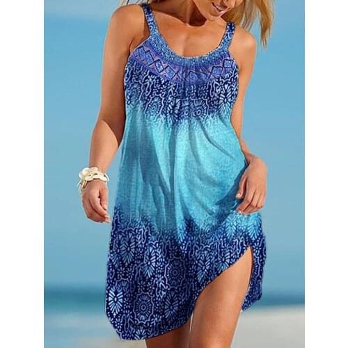 Summer Sexy Beach Dress Nature Scenery 3D Print Women Spaghetti Strap Dresses Streetwear Sunflowers Boho Female O-Neck Dresses