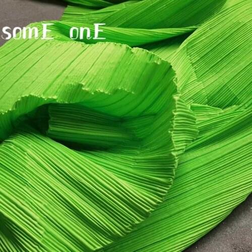 Stiff Pleated Fabric Bright Green Miyake Folds DIY Patchwork Pants Clothes Decor Art Painting Dress Designer Fabric 50*150cm