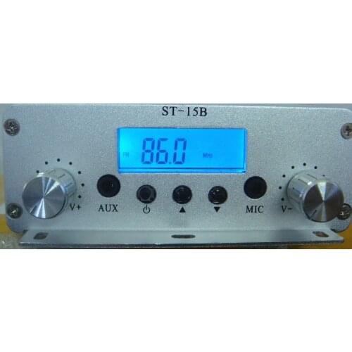 1.5W/15W Dual mode 87MHz-108MHz FM broadcast transmitter ST-15B stereo PLL fm radio broadcast station