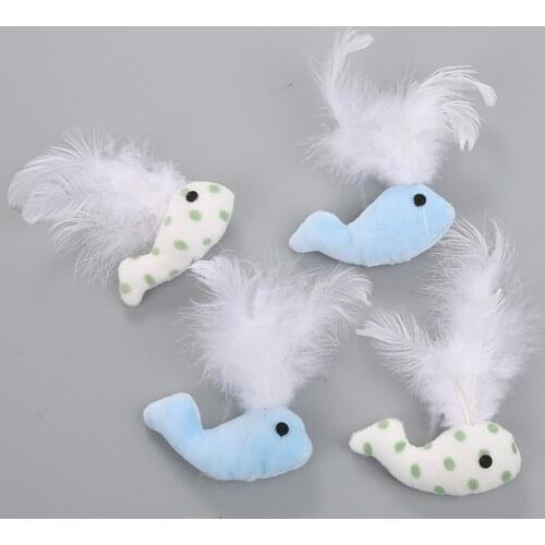 1pcs Fresh And Cute Super Soft Whale Feather Plush Pet Toy Funny Interactive Plush Cat Chewing Toy Pet Supplies