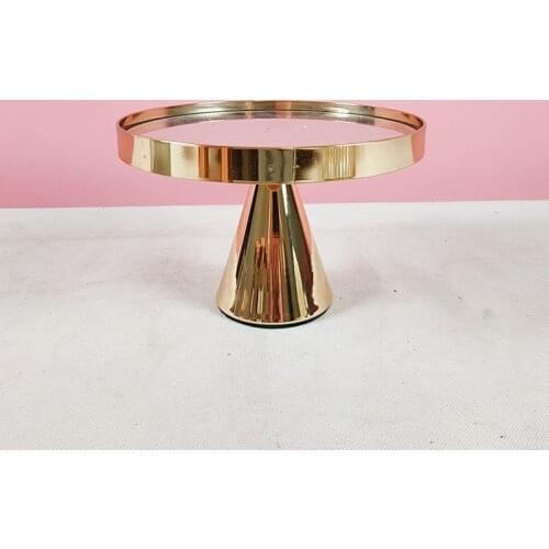 1pcs Gold Cake Stands Mirrored with Shining Crystal Beads