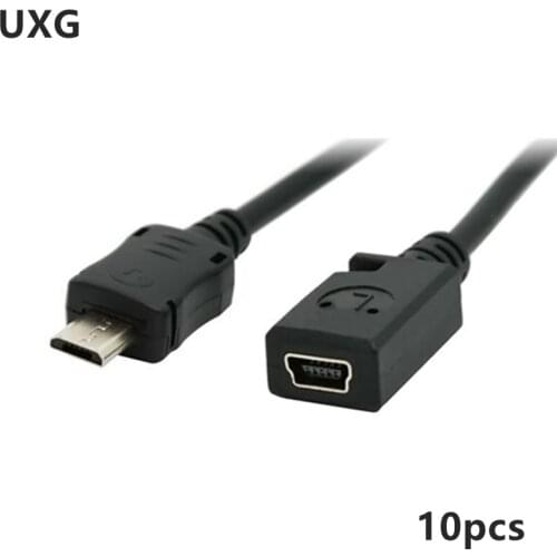 10pcs 15cm Mini USB T port 5pin Female to Micro USB Male Connector Adapter short Cable for phones MP3 MP4 hard disk