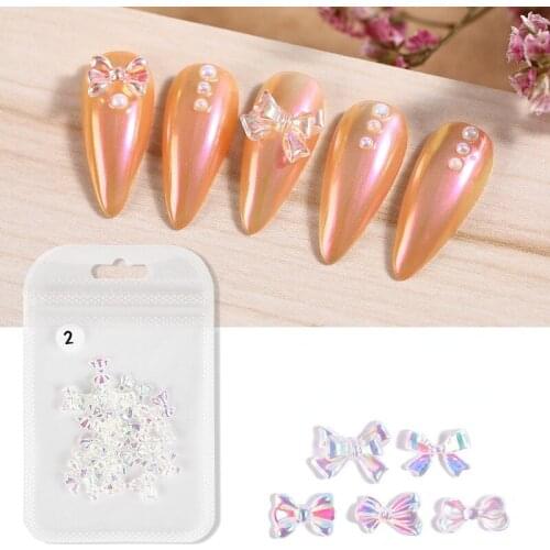 30pcs 3D Holographic Butterfly Charm Nail Art Rhinestones AB Bowknot Resin Nail Art Decoration DIY Manicure Design Accessories