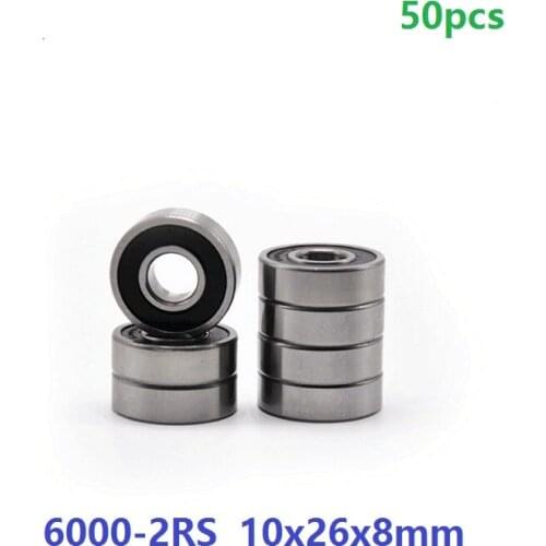 50pcs/lot 6000RS 6000-2RS 6000 2RS RS 10x26x8 mm Wholesale Deep Groove Ball bearing double rubber sealed 10*26*8