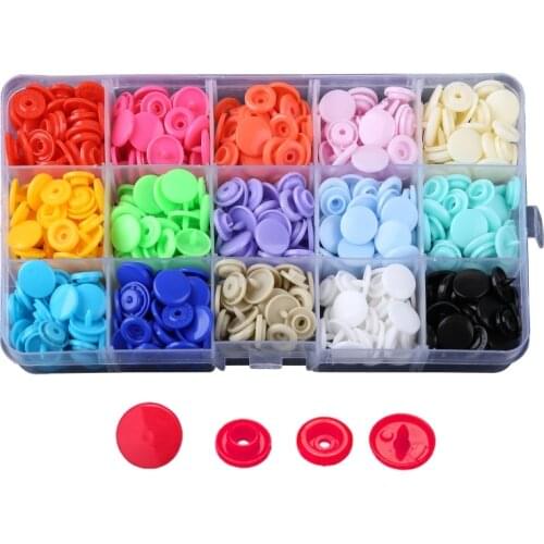 63HC 150 Set 15 Colors T5 Snaps Plastic Button for Clothes Sewing Bibs Rain Coat Crafting Durable DIY and Sewing Project
