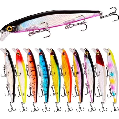 8/10PC Laser Minnow Hard Fishing Lure 11cm 12g Artificial Bait Sinking Slowly 3D Eyes Wobbler Tackle For Pike Bass Carp Swimbait