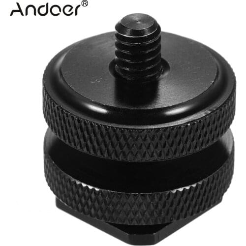 Andoer Double Nut Adjustable Nuts Flash Mount Adapter Speedlite Accessory 1/4" Thread Screw Metal for Most Tripods/Monopods