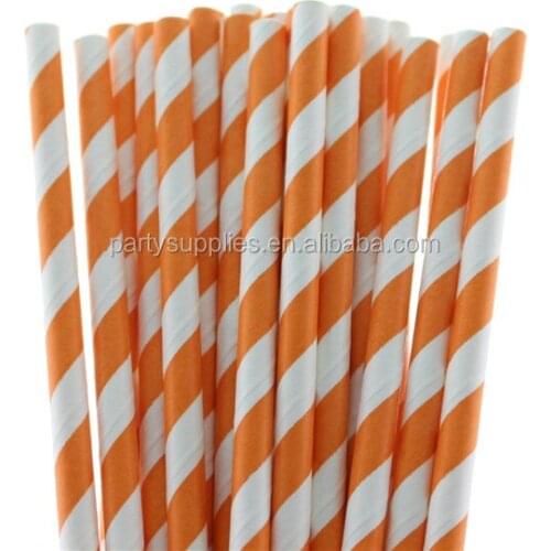 Free Shipping 1000pcs/lot Orange Striped Paper Drinking Straws Birthday Christmas Party Drinking Straws