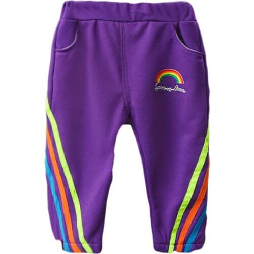 Children Pant Spring Autumn 2021 New Fashion Rainbow Print Casual Elastic Waist Trousers Kids Baby Boys Girls Sports Long Pant