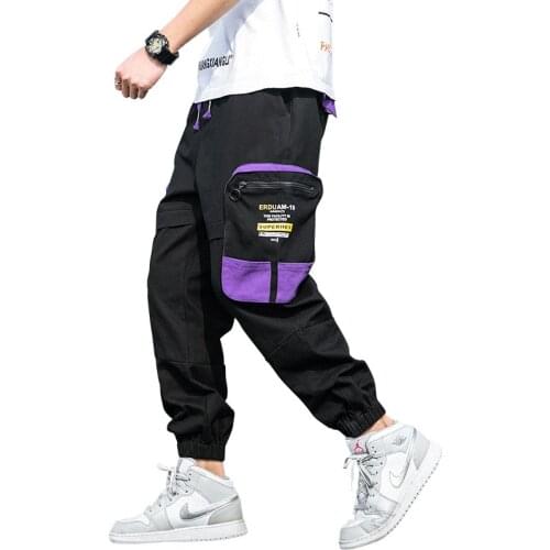 Hip Hop Pants Men 2020 New Fashion Casual Elastic Waist Joggers Trousers Patchwork Pocket Streetwear Long Cargo Pants For Male
