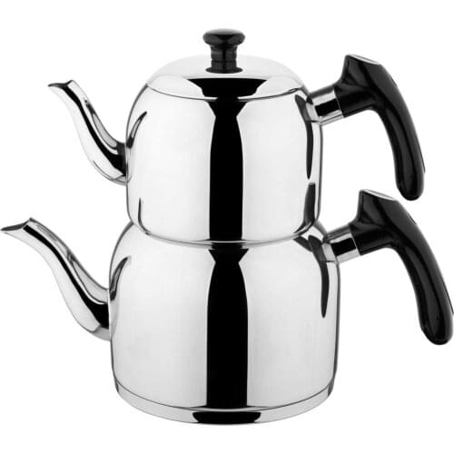 Teapot Stainless Steel For Turkish Tea Mega Size Blue Black Pink 18/10 Cr * Ni Made in Turkey