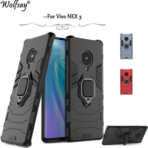 For Vivo NEX 3 Case Shockproof Armor Metal Finger Ring Holder Hard PC Phone Case For Vivo NEX 3 Protective Cover For Vivo NEX 3