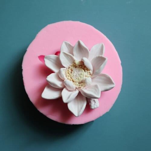 Lotus Flower Fondant Silicone Mould Gypsum Cake Decorating Diy Chocolate Baking Tools 3d Silicone Mold Handmade Soap Mold